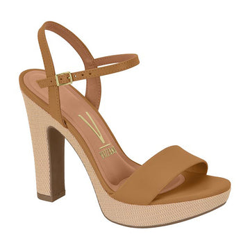 Vizzano 6292-200 High Heel Raffia Platform Sandal in Camel Napa